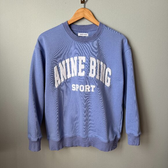 Anine Bing Tyler Sweatshirt Light Blue/White - Picture 3 of 17